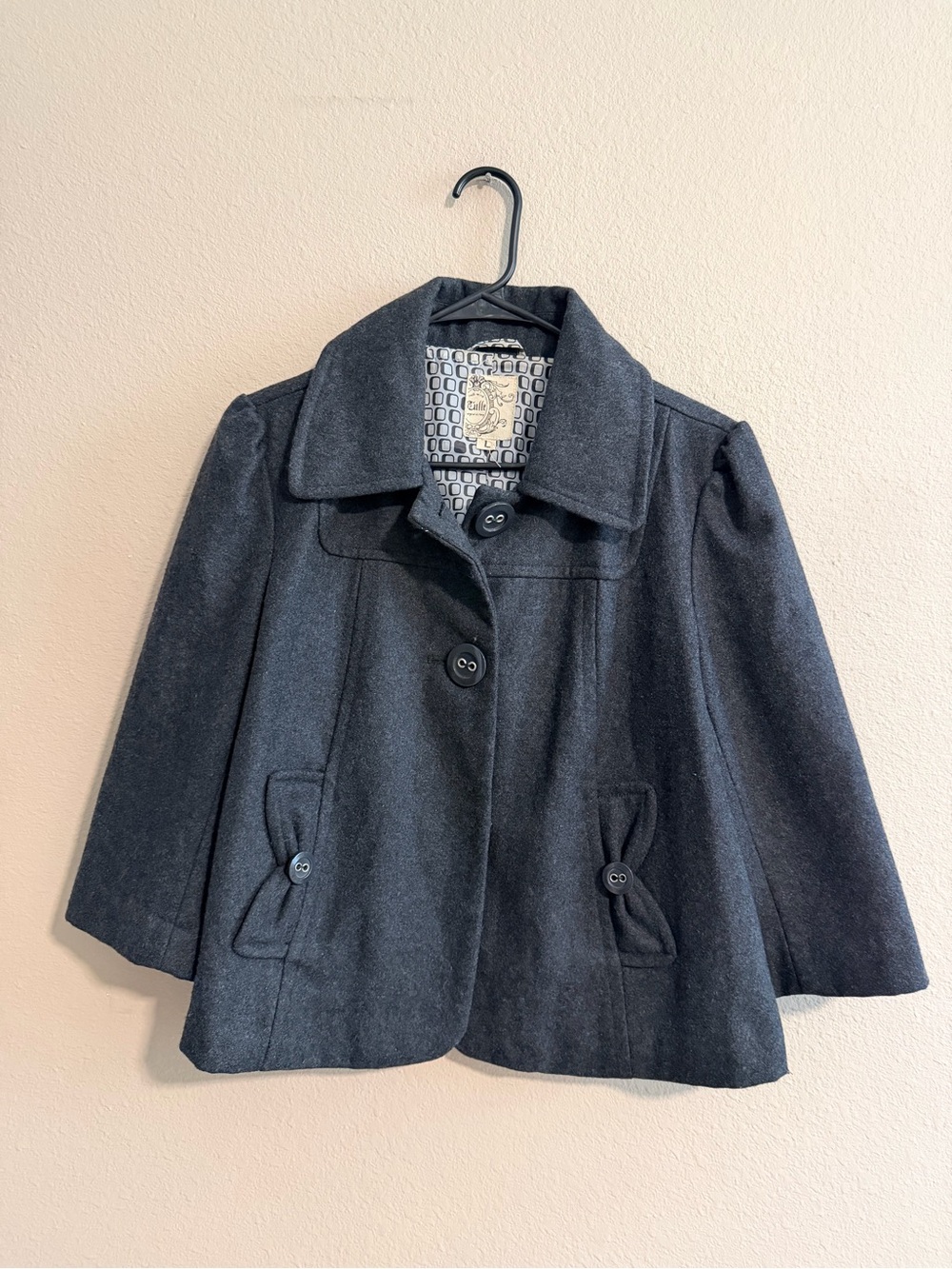 Anthropologie Tulle Wool Blend Cropped Coat